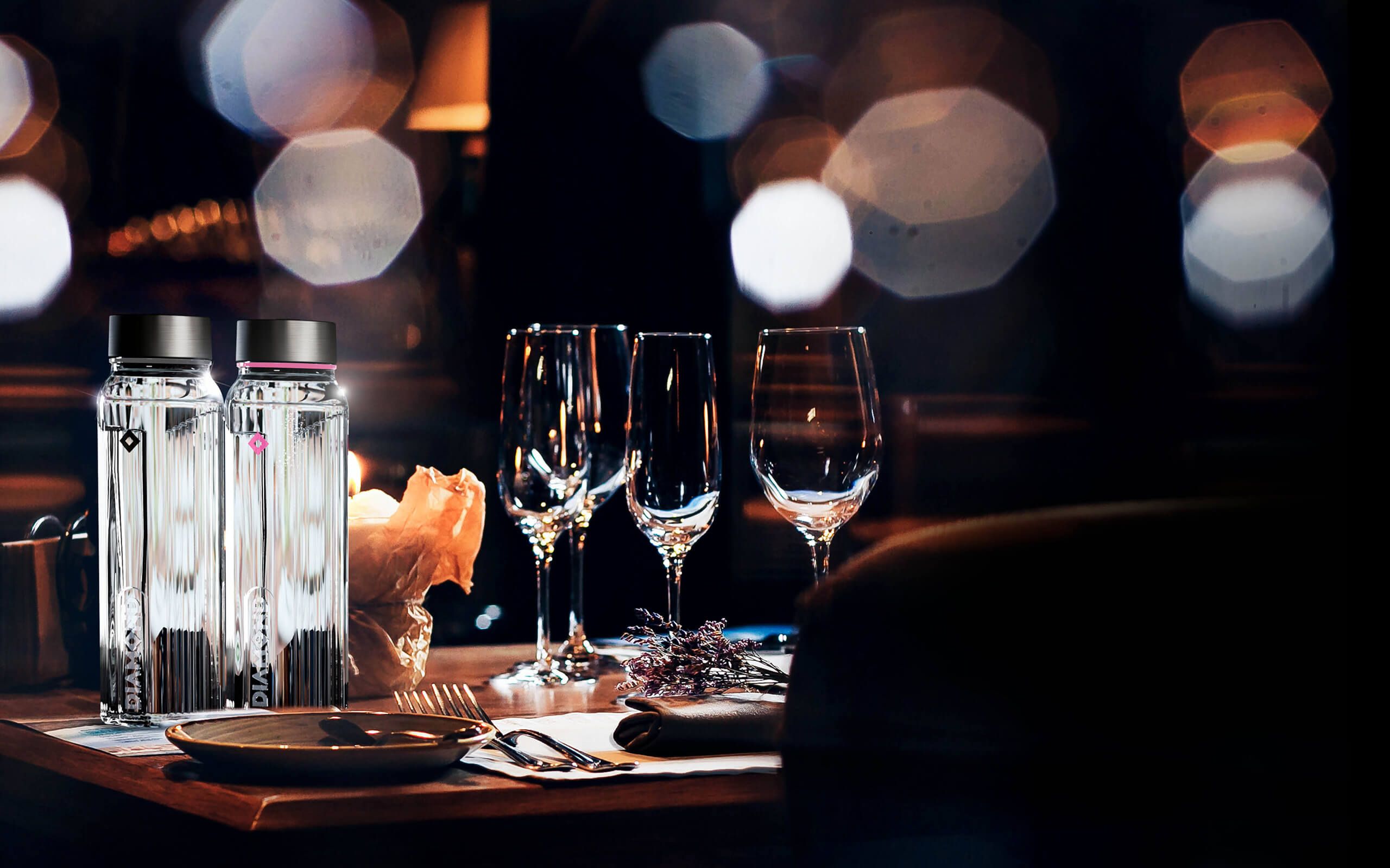 L’eau Diamond, servie à table