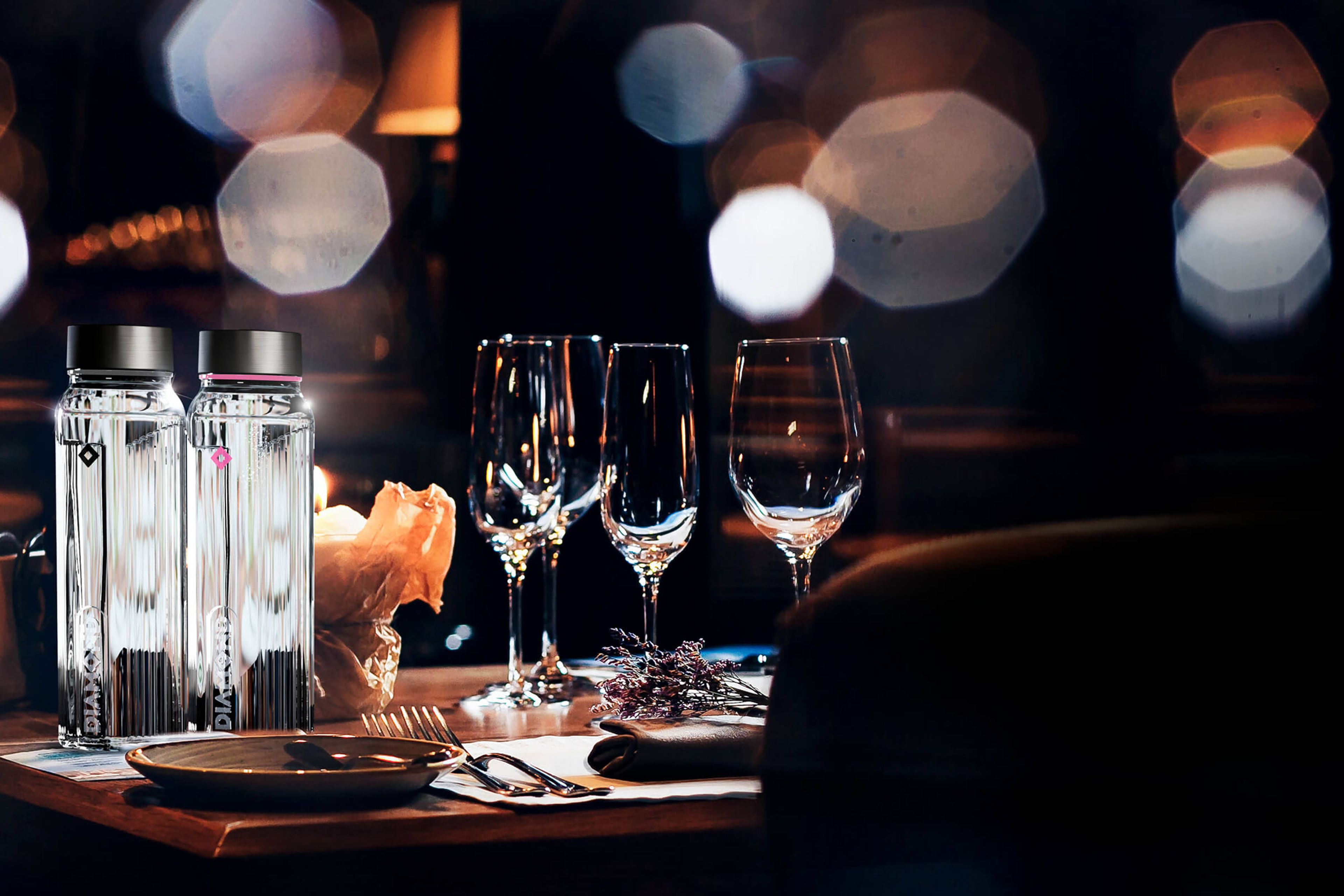 L’eau Diamond, servie à table