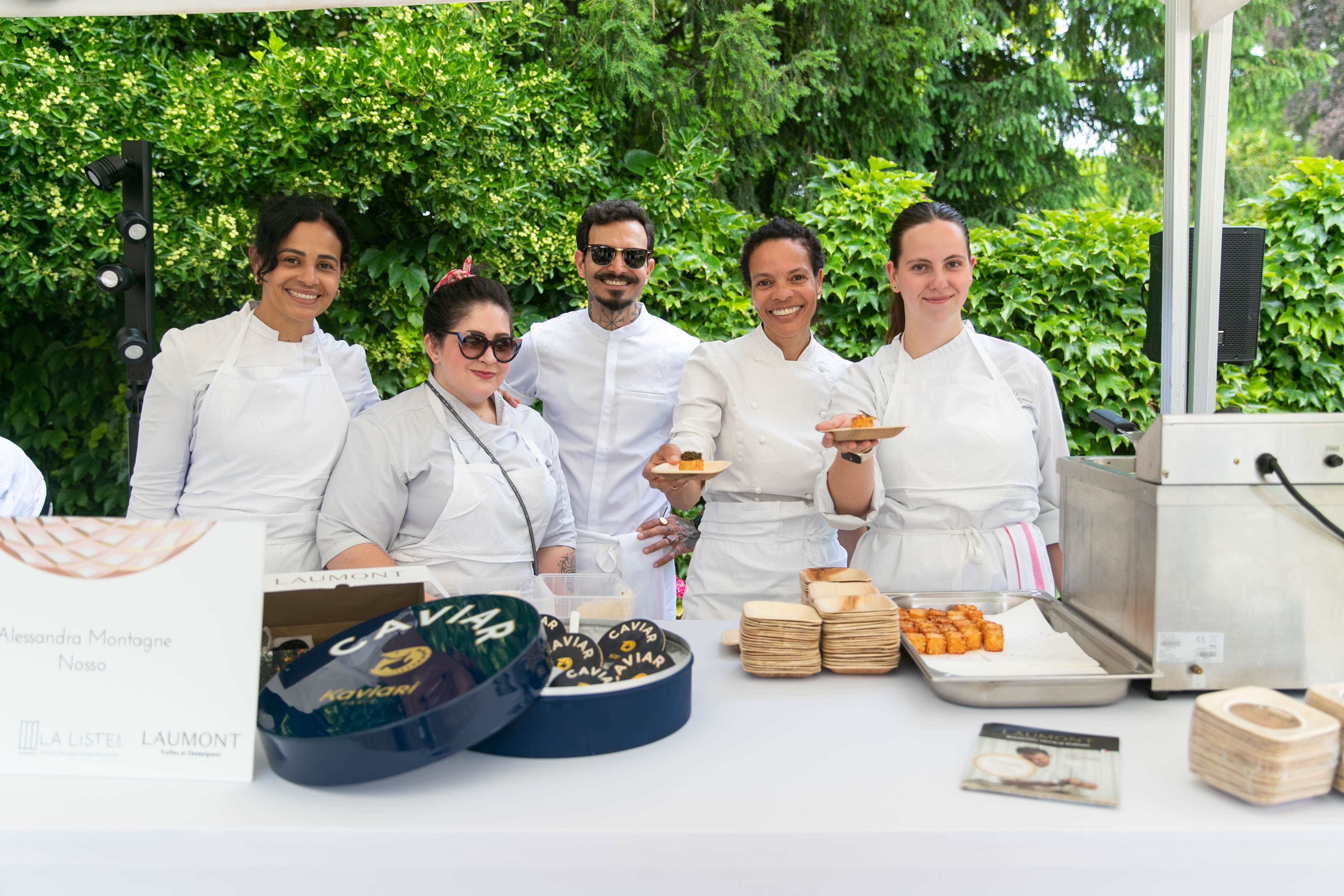 Kaviari – The team at chef Alessandra Montagne’s Nosso stand, with Kaviari caviar and Laumont truffles, at the 2026 Garden Party