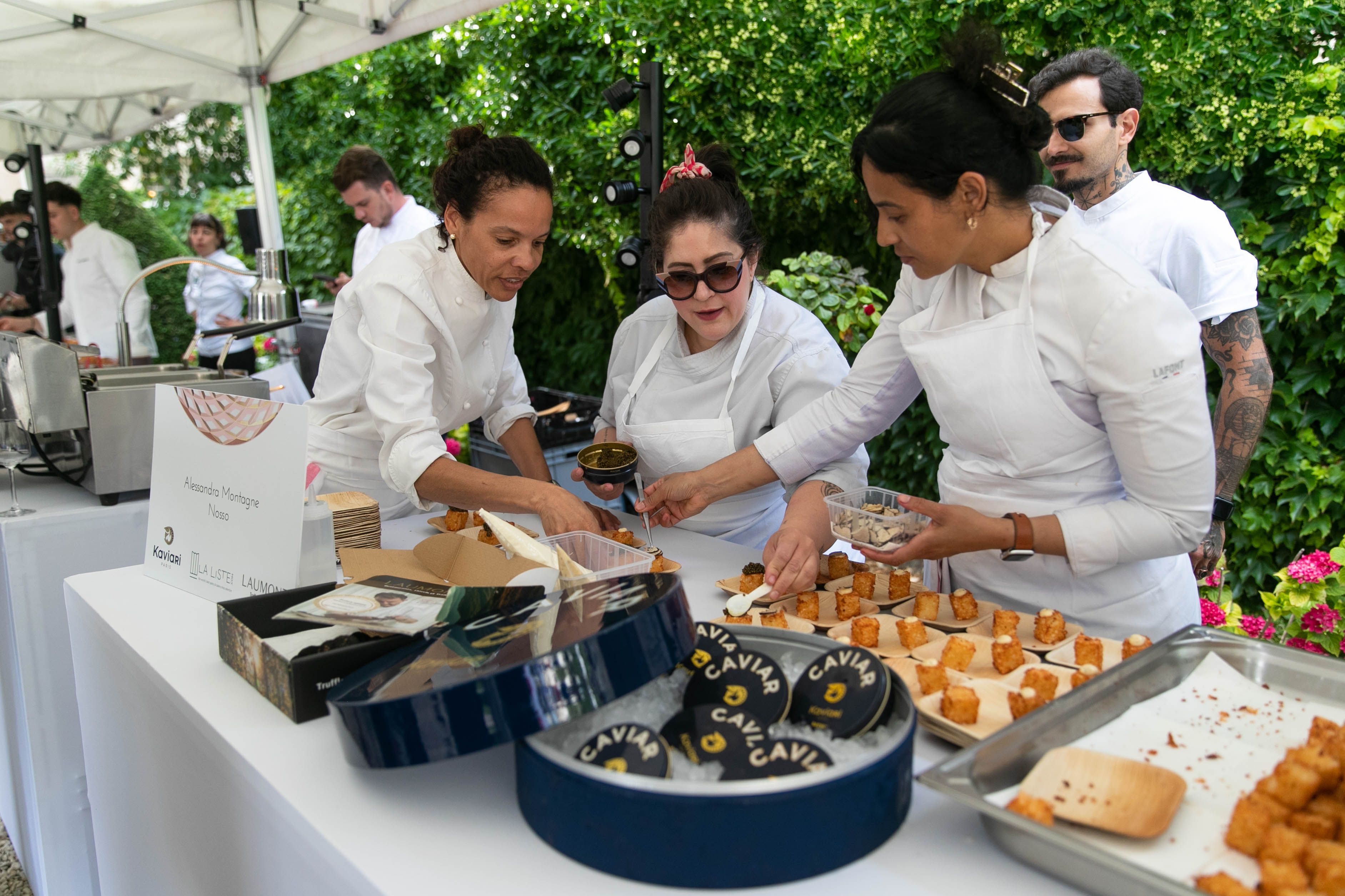 Kaviari – Plating with caviar at chef Alessandra Montagne’s stand, at the 2026 Garden Party